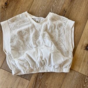 Pilcro White Embroidered Women's Cropped Top